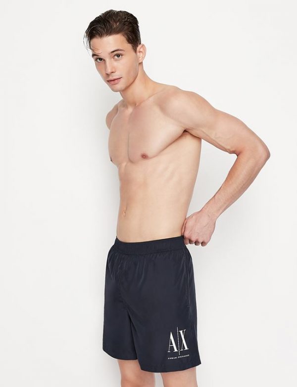 ARMANI EXCHANGE – Costume Uomo Boxer Mare con Logo a Contrasto Blue Navy