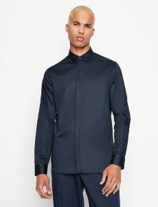 ARMANI EXCHANGE-Camicia a Tinta Unita BLUE NAVY