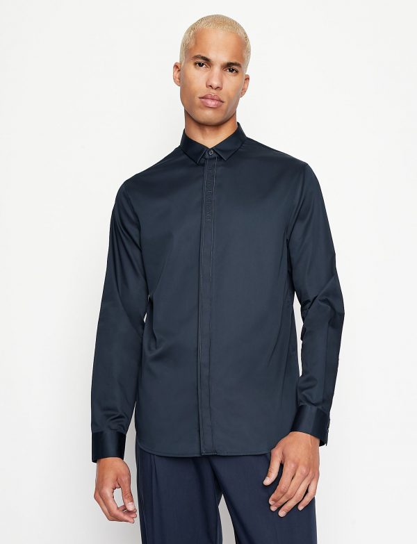 ARMANI EXCHANGE-Camicia a Tinta Unita BLUE NAVY