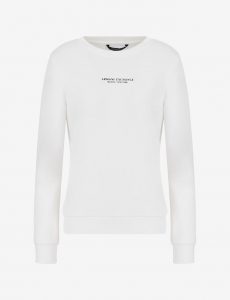 ARMANI EXCHANGE – Felpa Donna Girocollo con Scritta Logo Bianco