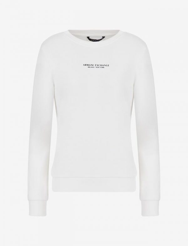 ARMANI EXCHANGE – Felpa Donna Girocollo con Scritta Logo Bianco
