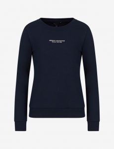 ARMANI EXCHANGE – Felpa Donna Girocollo con Scritta Logo Blu Navy