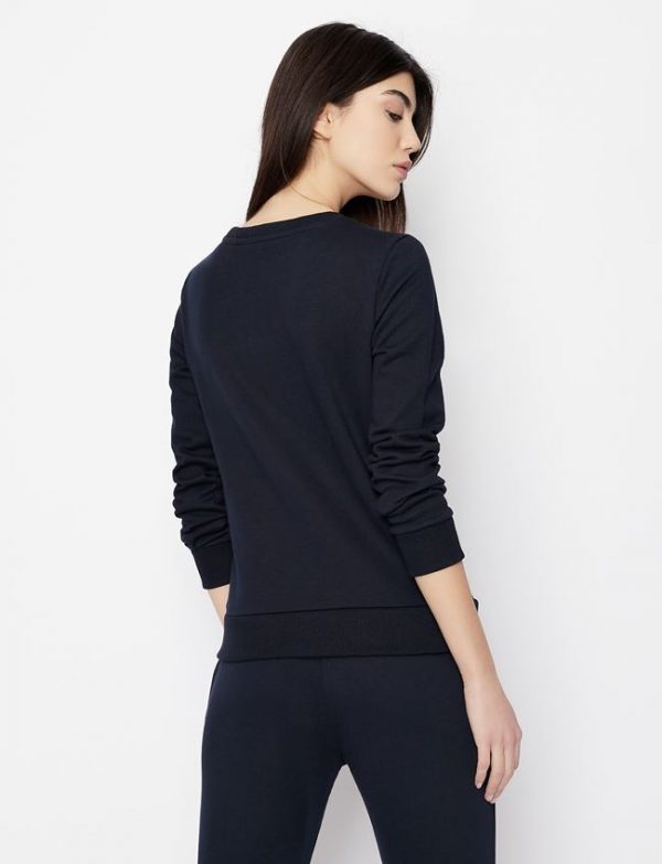 ARMANI EXCHANGE – Felpa Donna Girocollo con Scritta Logo Blu Navy