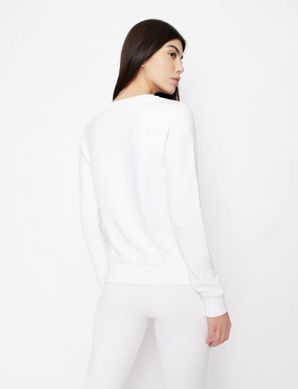 ARMANI EXCHANGE – Felpa Donna Girocollo con Scritta Logo Bianco