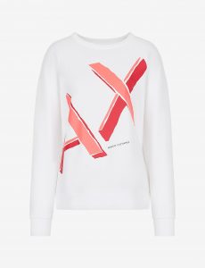 ARMANI EXCHANGE – Felpa Donna Girocollo in Cotone Organico Bianco