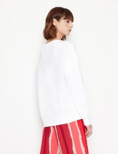 ARMANI EXCHANGE – Felpa Donna Girocollo in Cotone Organico Bianco
