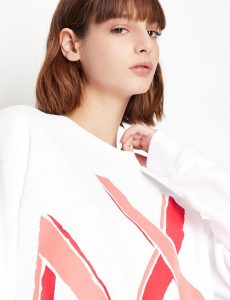 ARMANI EXCHANGE – Felpa Donna Girocollo in Cotone Organico Bianco