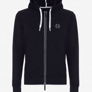 ARMANI EXCHANGE – Felpa Uomo con Zip e Cappuccio Blue Navy