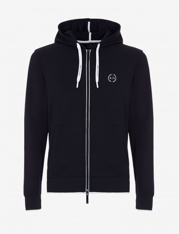 ARMANI EXCHANGE – Felpa Uomo con Zip e Cappuccio Blue Navy