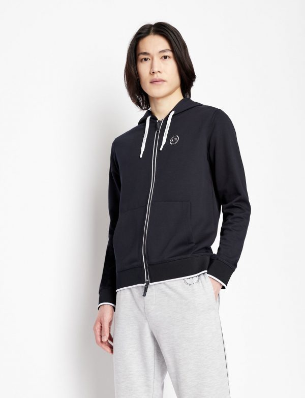 ARMANI EXCHANGE – Felpa Uomo con Zip e Cappuccio Blue Navy