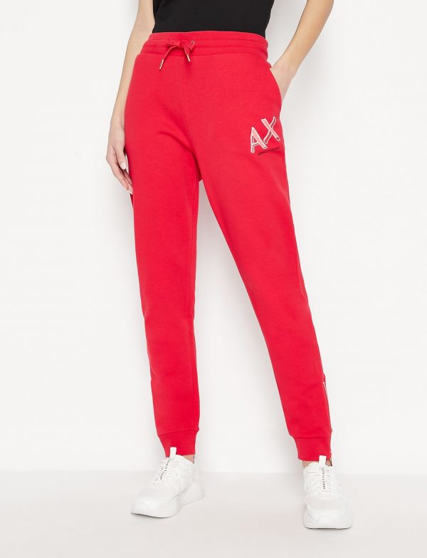 ARMANI EXCHANGE- Pantaloni sportivi in felpa di cotone organico ROSSO