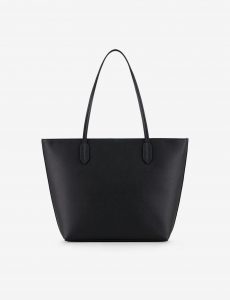 ARMANI EXCHANGE – Borsa Donna Shopper con Doppi Manici in Eco-Saffiano con Logo Nero