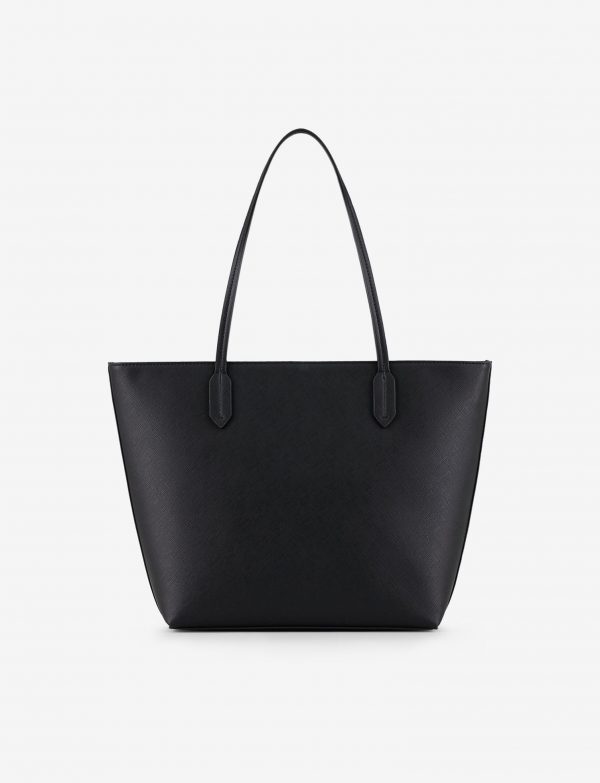 ARMANI EXCHANGE – Borsa Donna Shopper con Doppi Manici in Eco-Saffiano con Logo Nero