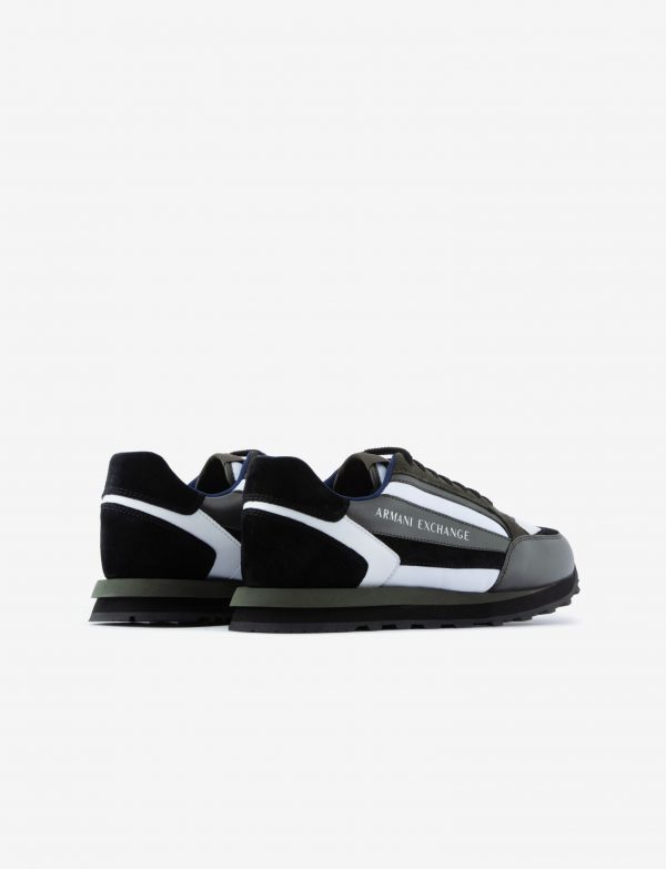 ARMANI EXCHANGE-Sneaker in pelle con scritta logo verde scuro
