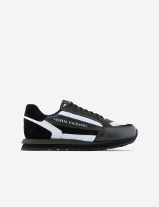 ARMANI EXCHANGE-Sneaker in pelle con scritta logo verde scuro