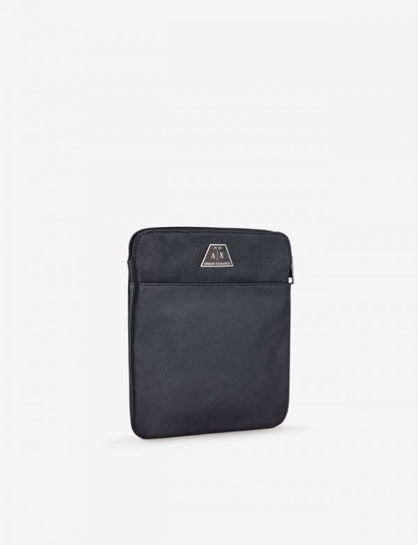 ARMANI EXCHANGE – Tracolla Uomo con Scritta Logo Impressa All-Over Nero