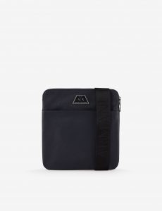 ARMANI EXCHANGE – Tracolla Uomo con Scritta Logo Impressa All-Over Nero