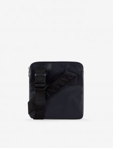 ARMANI EXCHANGE – Tracolla Uomo con Scritta Logo Impressa All-Over Nero
