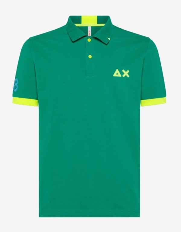 SUN68-Polo UOMO LOGO FLUO EL. VERDE PRATO