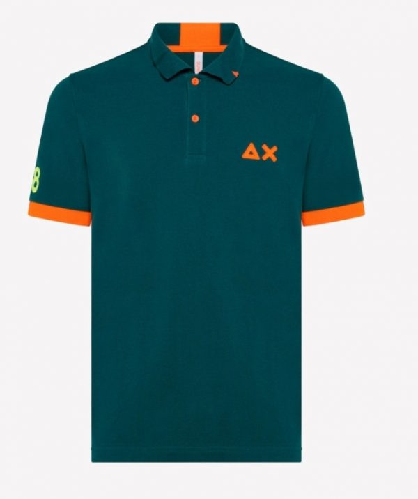 SUN68-Polo UOMO LOGO FLUO EL. VERDE INGLESE