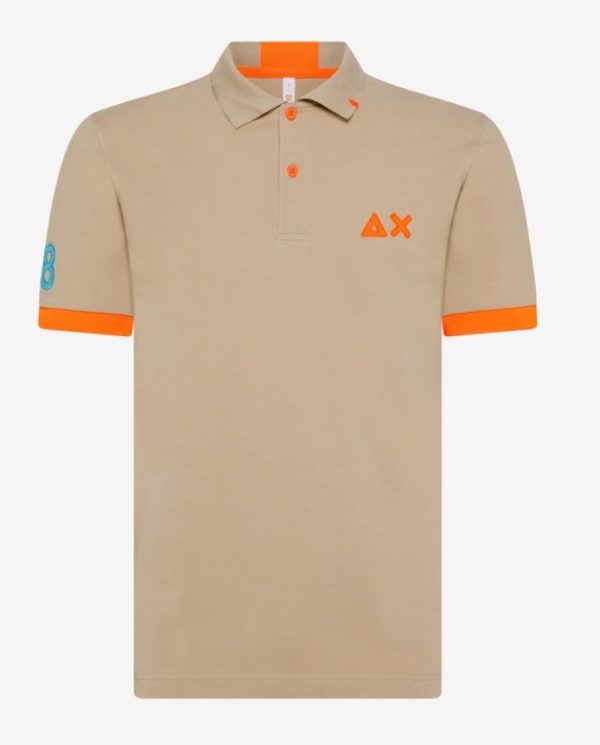 SUN68-Polo UOMO LOGO FLUO EL.BEIGE