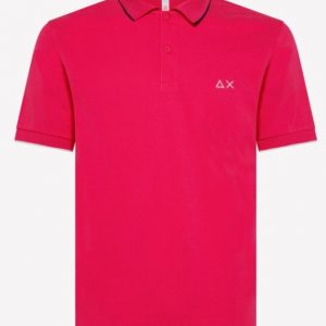 SUN68-Polo SMALL STRIPE ON COLLAR EL. FUXIA