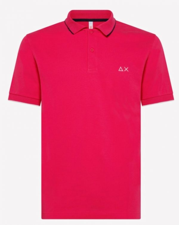 SUN68-Polo SMALL STRIPE ON COLLAR EL. FUXIA