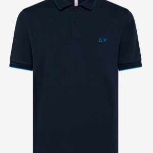 SUN68-Polo SMALL STRIPE ON COLLAR EL. NAVY BLUE