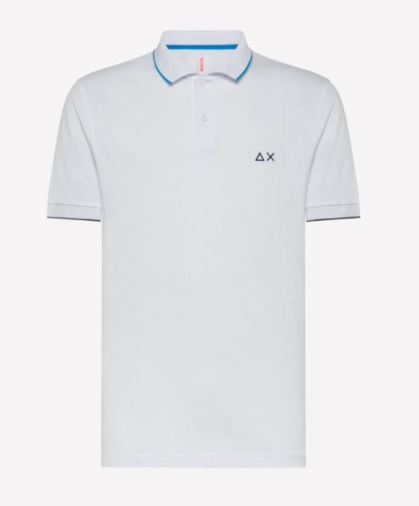 SUN68-Polo SMALL STRIPE ON COLLAR EL.BIANCA