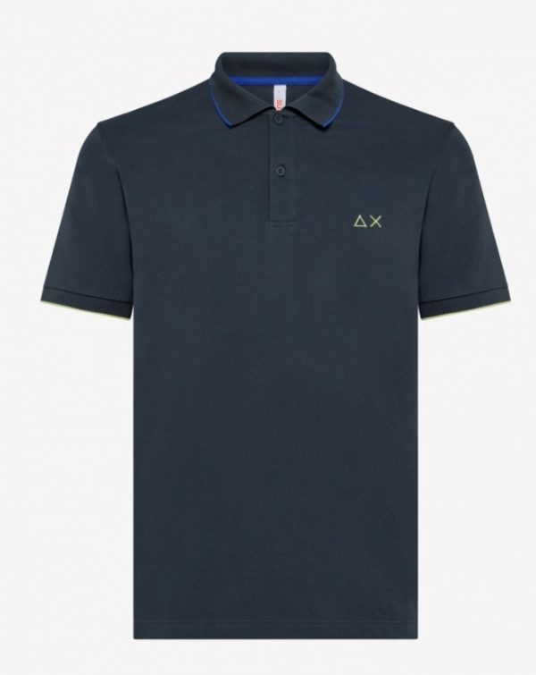 SUN68-Polo UOMO SMALL STRIPE ON COLLAR EL. INCHIOSTRO
