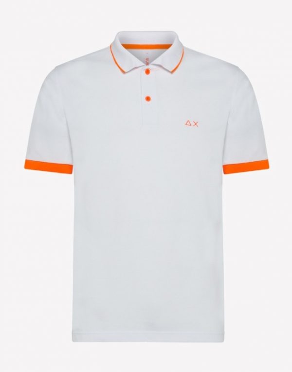 SUN68-Polo UOMO CON STRISCIA FLUO COL.BIANCO