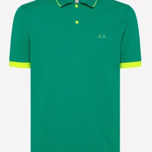 SUN68 – POLO UOMO CON STRISCIA FLUO COL.Verde