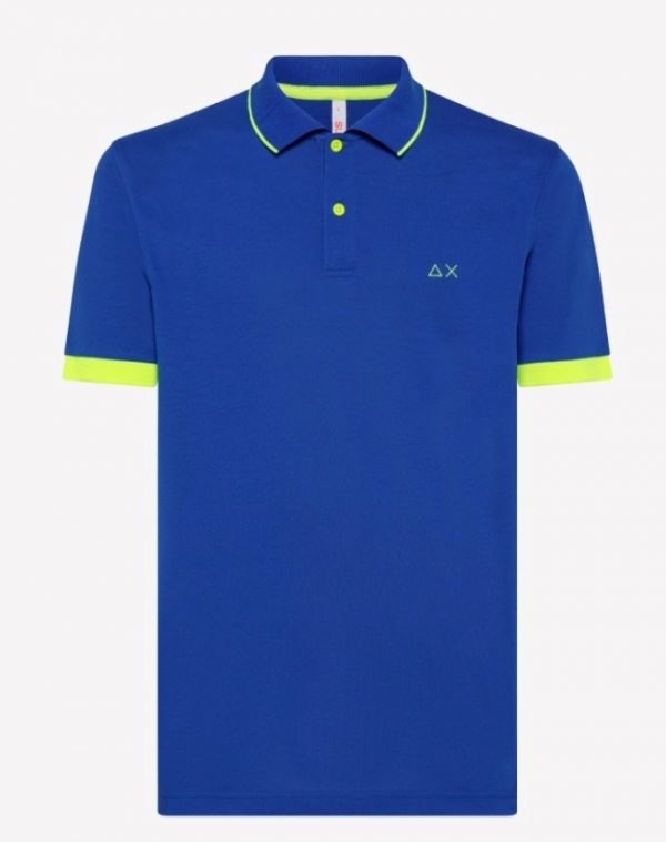 SUN68-Polo UOMO CON STRISCIA FLUO COL.BLUE