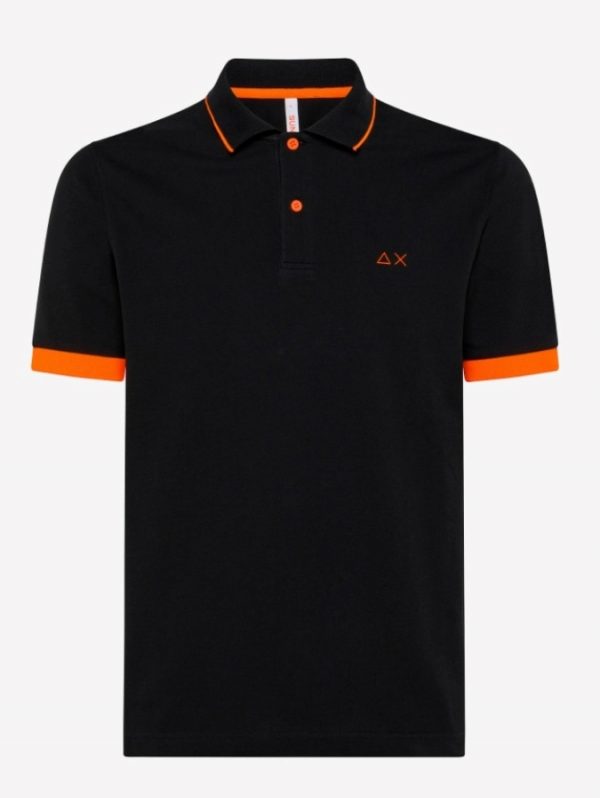 SUN68-Polo UOMO CON STRISCIA FLUO COL.NERO