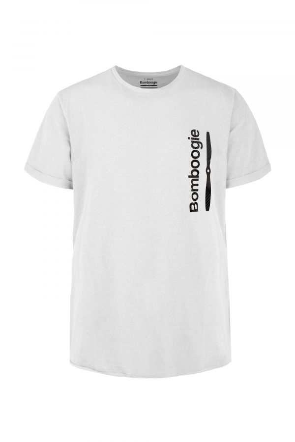 BOMBOOGIE-T-Shirt in Cotone con Stampa Bomboogie Verticale BIANCA