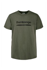 BOMBOOGIE-T-Shirt in Cotone con Stampa Bomboogie Orizzontale OLIVE NIGHT