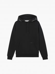 CALVIN KLEIN-Felpa CON CAPPUCCIO CON LOGO RICICLATO RIPETUTO NERO