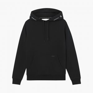 CALVIN KLEIN-Felpa CON CAPPUCCIO CON LOGO RICICLATO RIPETUTO NERO