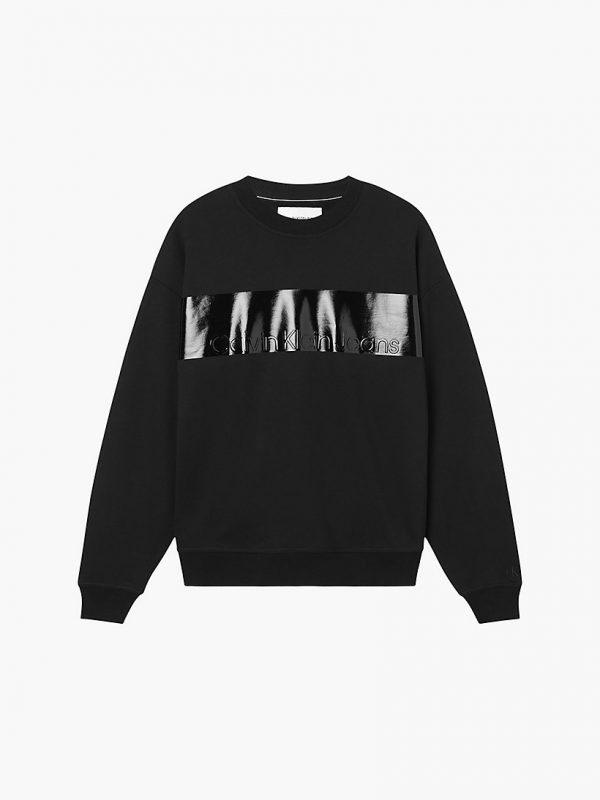 CALVIN KLEIN-Felpa CON LOGO LUCIDO DAL TAGLIO RILASSATO NERO