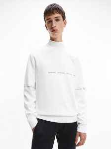 CALVIN KLEIN-Felpa IN COTONE BIOLOGICO CON LOGO BIANCO