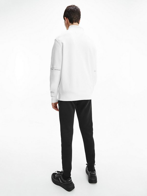CALVIN KLEIN-Felpa IN COTONE BIOLOGICO CON LOGO BIANCO