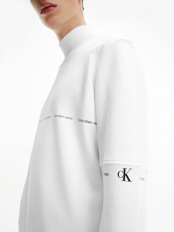 CALVIN KLEIN-Felpa IN COTONE BIOLOGICO CON LOGO BIANCO