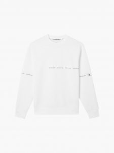 CALVIN KLEIN-Felpa IN COTONE BIOLOGICO CON LOGO BIANCO