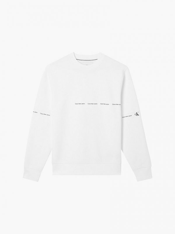 CALVIN KLEIN-Felpa IN COTONE BIOLOGICO CON LOGO BIANCO