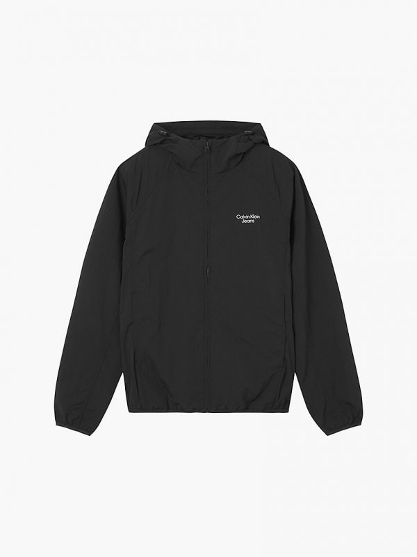CALVIN KLEIN – Giacca a Vento con Cappuccio in Nylon Nero