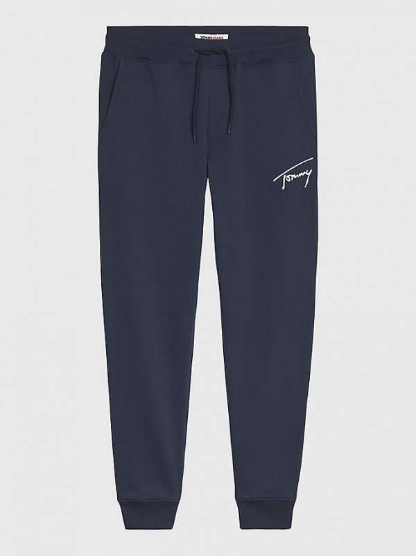 TOMMY HILFIGER-JOGGERS SLIM FIT FELPATI CON FIRMA Blu