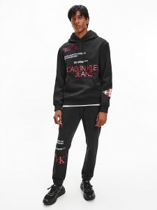 CALVIN KLEIN – Pantaloni Tuta Uomo Con Logo in Cotone Biologico