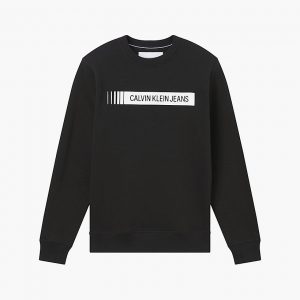 CALVIN KLEIN – Felpa in Cotone Biologico con Logo Nero