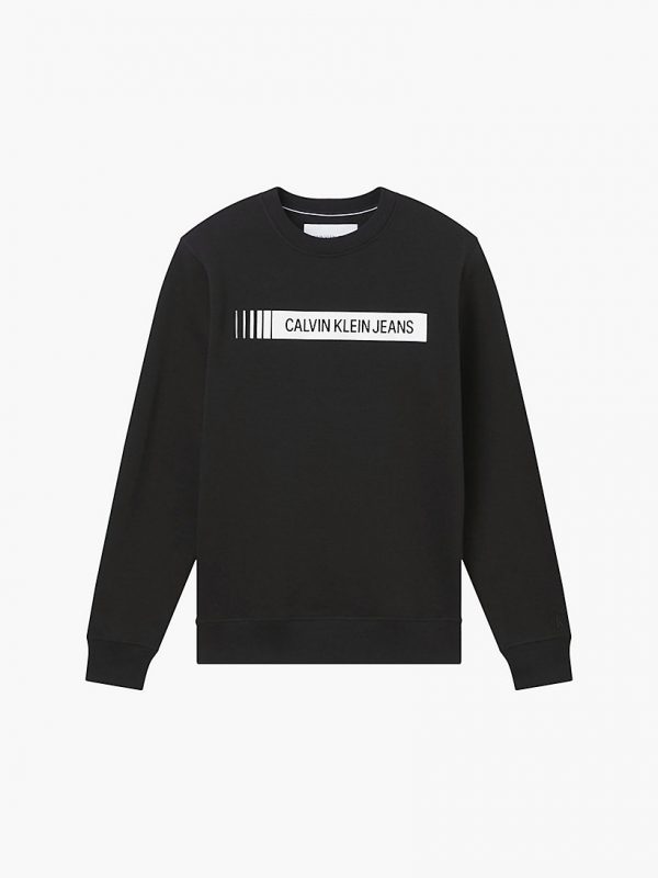CALVIN KLEIN – Felpa in Cotone Biologico con Logo Nero
