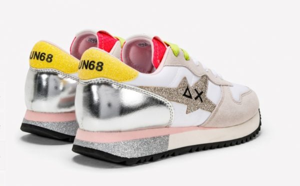 SUN68-Scarpe STARGIRL GLITTER LOGO BIANCO